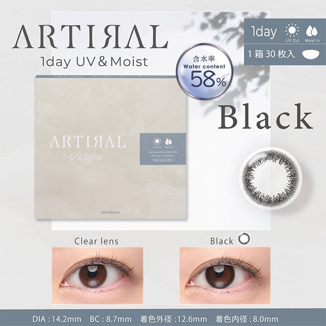ARTIRAL UV & MOIST58 BLACK 1DAY(1BOX 30SHEETS) MAIN IMAGE